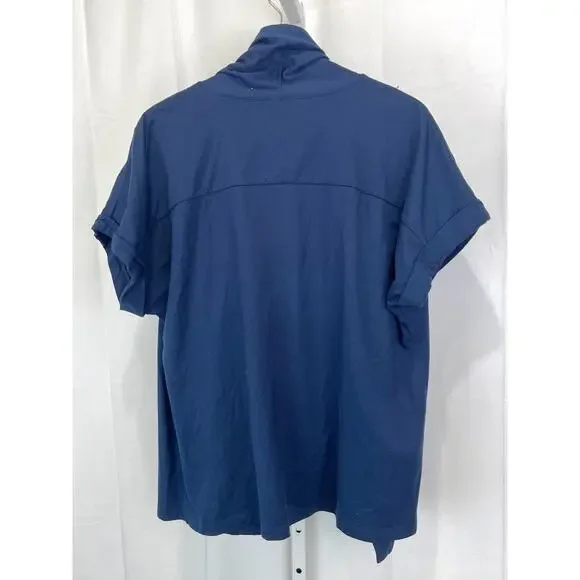 NWOT TALBOTS Open Front Cardigan Topper Short Sleeve Pima Cotton Stretch Blue XL - Picture 2 of 10
